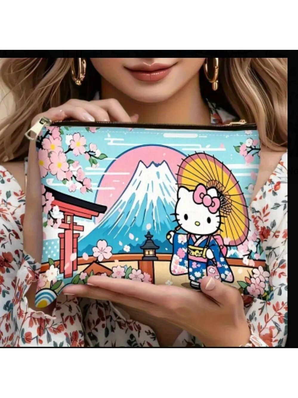 Hello Kitty Sakura Cosmetic Bag - Pink and Blue